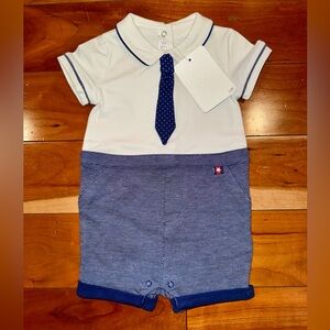 NWT Mayoral One Piece White and Blue Baby Outfit